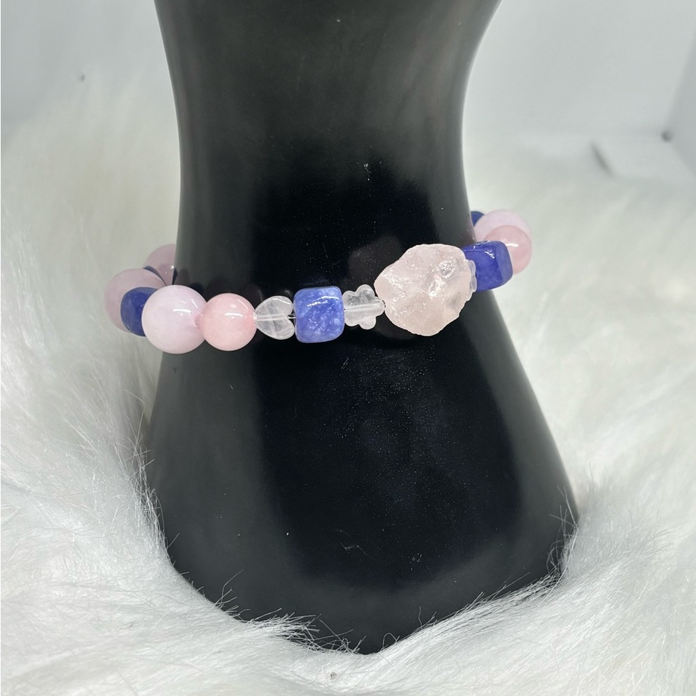 RARE Handmade Kyanite and Rose Quartz Bracelet Romantic Barbiecore